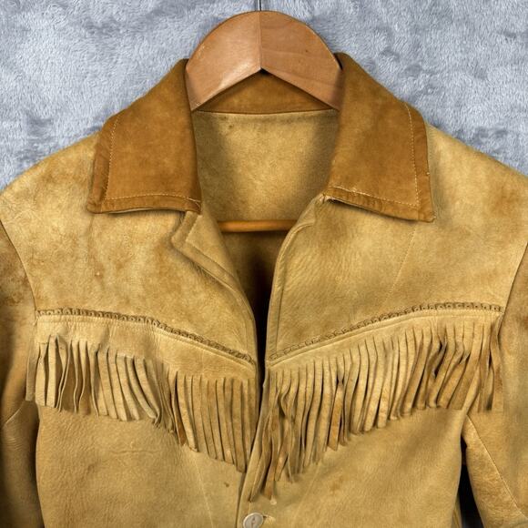 Vtg Handmade Leather Womens Jacket Western Fringe Rodeo Country Small Boho Retro - Picture 2 of 9